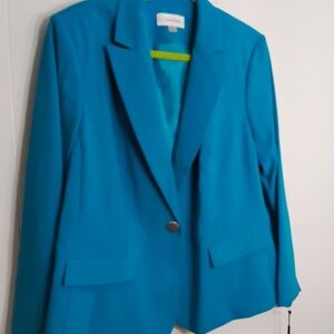 Calvin Klein Teal Single-Button Blazer